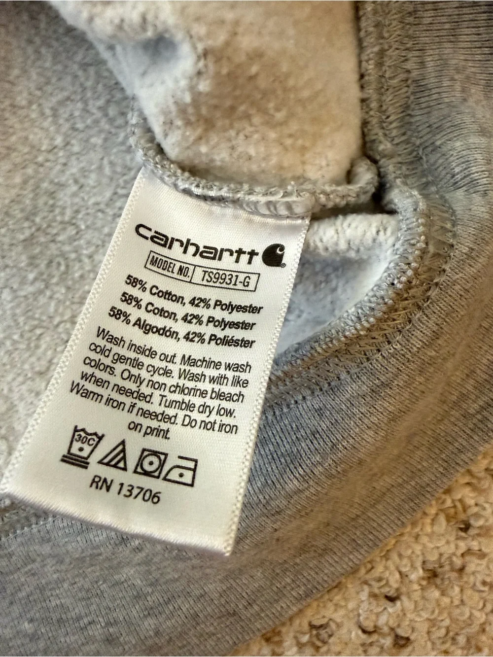 NWOT Carhartt Girls Hoodie Gray Sz 10